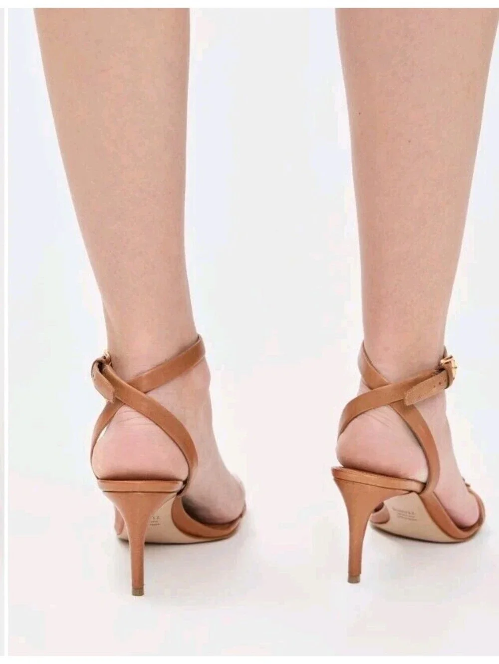 Schutz Womens Aurora Brown Leather Mid Heel Sandal Sz 10.5 B NEW $138